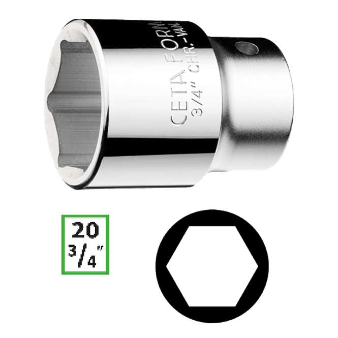 Hovedbilde 3/4? Pipe, Kort, 24mm, 6-kant