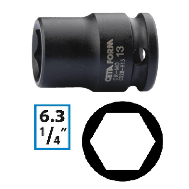 Hovedbilde 1/4 Slagpipe, 8mm. 6-kant